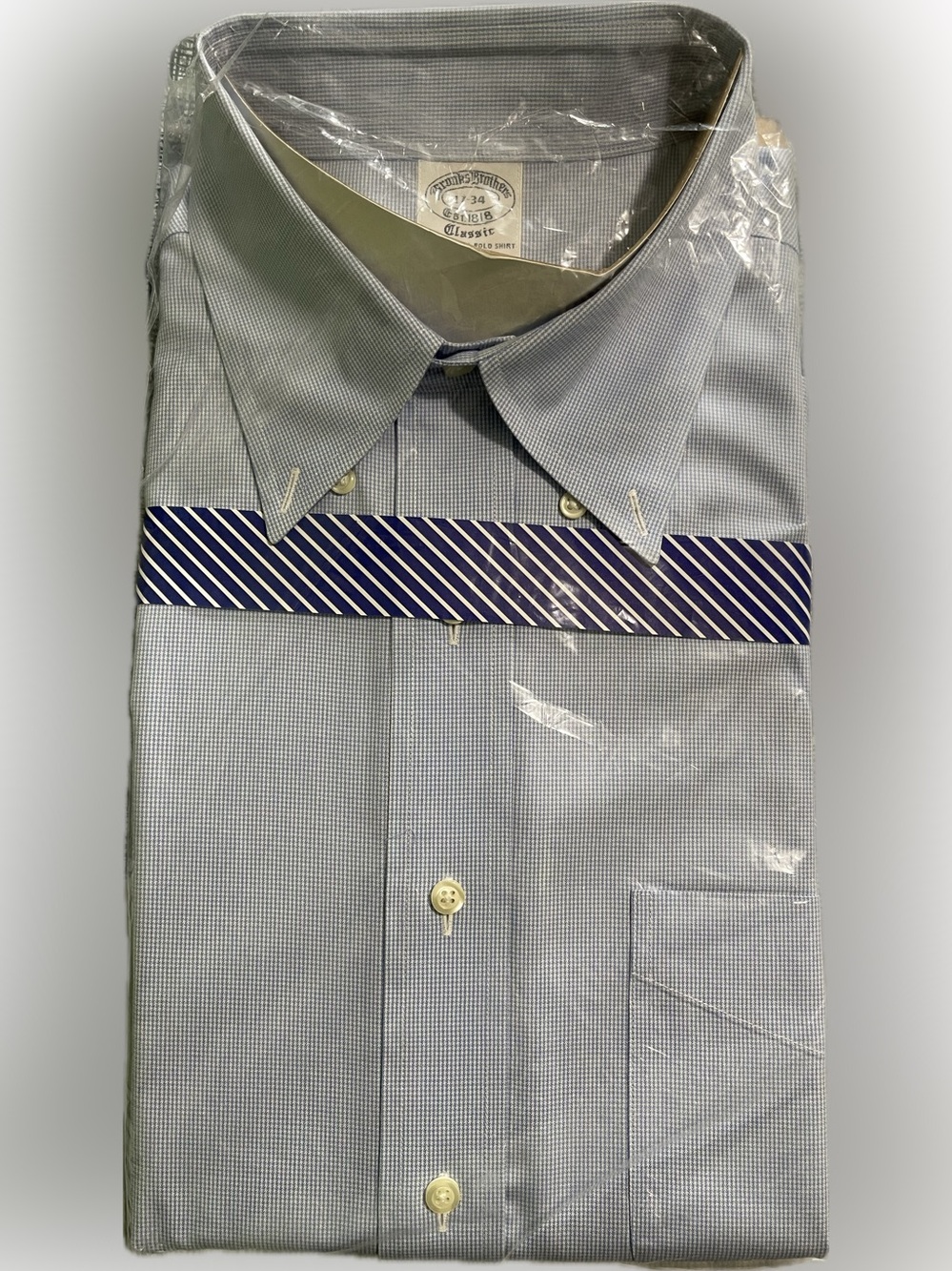 Brooks Brothers Light Blue Mini-Check Button-Down Dress Shirt